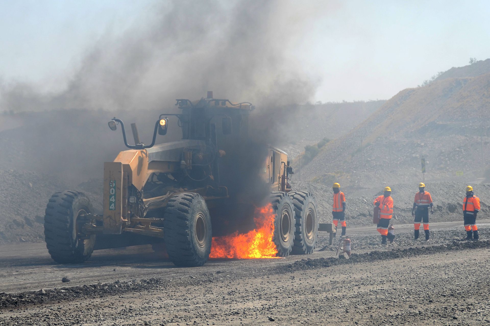 Grader fire